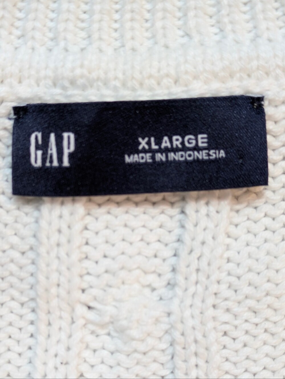 Gap V-Neck Cable-Knit Sweater‎ Classic Costal Chic Preppy Cotton White Sz XL - Picture 7 of 8